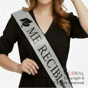 BANDA GLITTER ME RECIBI PLATA Y NEGRO x 1 UNIDAD